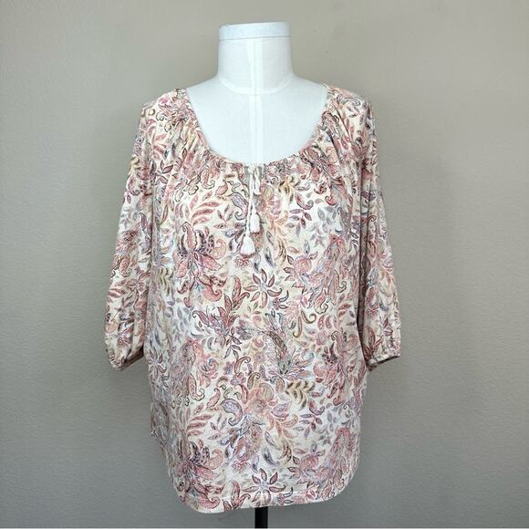 LAUREN RALPH LAUREN Boho Floral Paisley Cotton Top Women’s Size XL - Picture 10 of 13